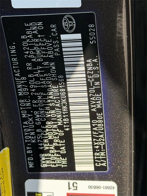 2019 Toyota CAMRY LE