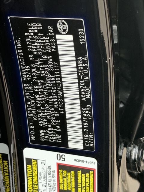 2020 Toyota CAMRY LE