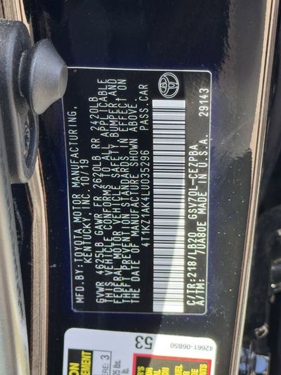 2020 Toyota CAMRY XSE V6