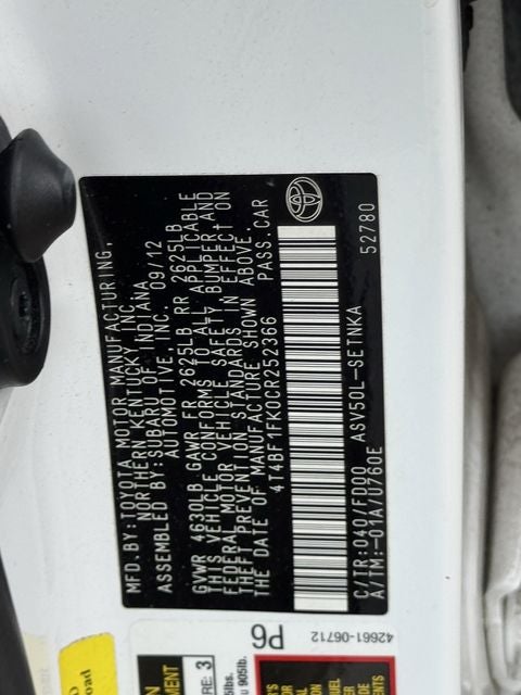 2012 Toyota CAMRY L