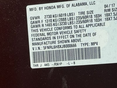 2018 Honda Odyssey Touring