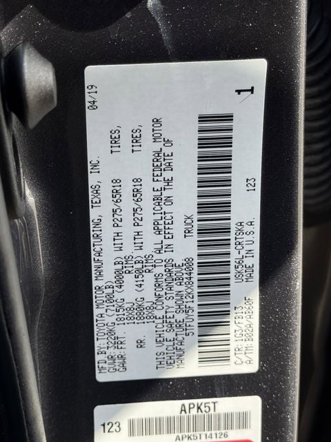 2019 Toyota TUNDRA 4X4 SR5